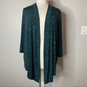 TORRID GREEN CHEETAH LEOPARD OPEN CARDIGAN - Sz 3